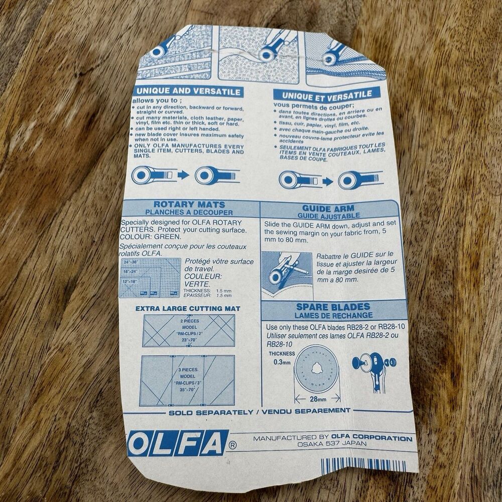 OLFA Rotary Fabric Cutter RTY-1G & Guide-Arm RTY-GUIDE Crafting Tool New Read - Picture 3 of 8